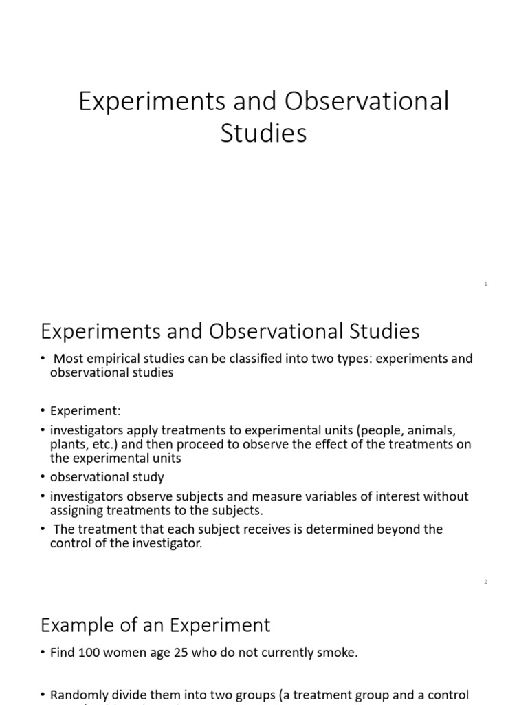 Experiments vs Observational Studies Explained | PDF | Experiment ...
