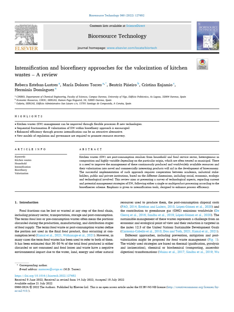 Intensification and Biorefinery Approaches For The Valorization of ...
