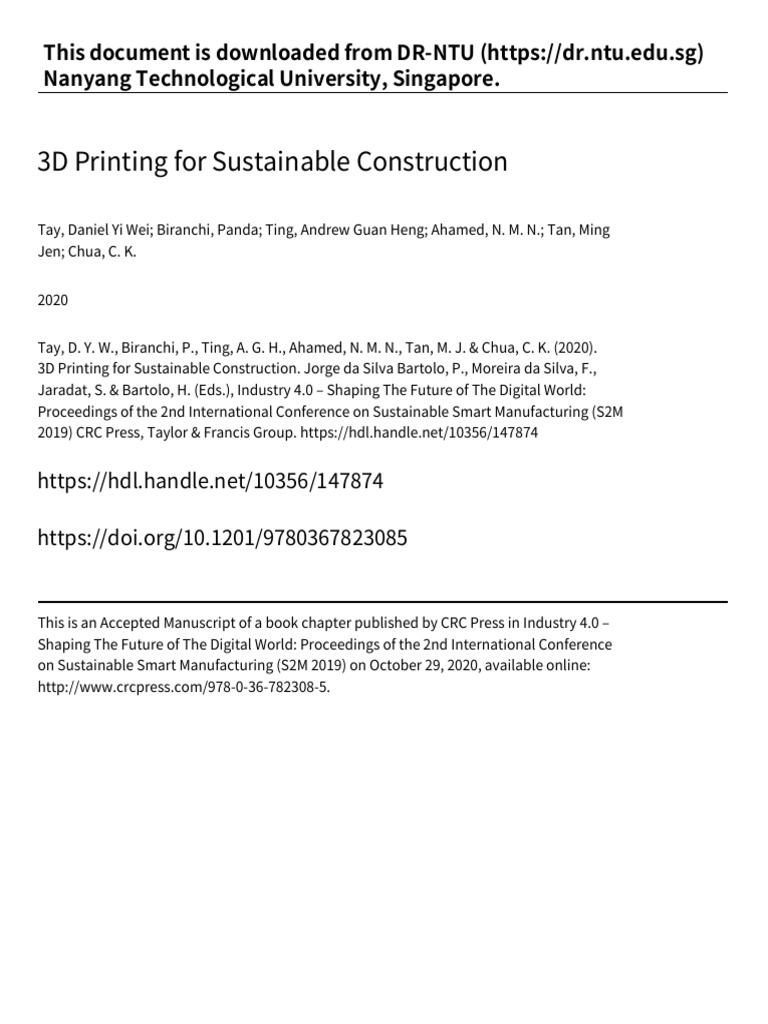 3D Printing for Sustainable Construction | PDF | Concrete | Viscosity