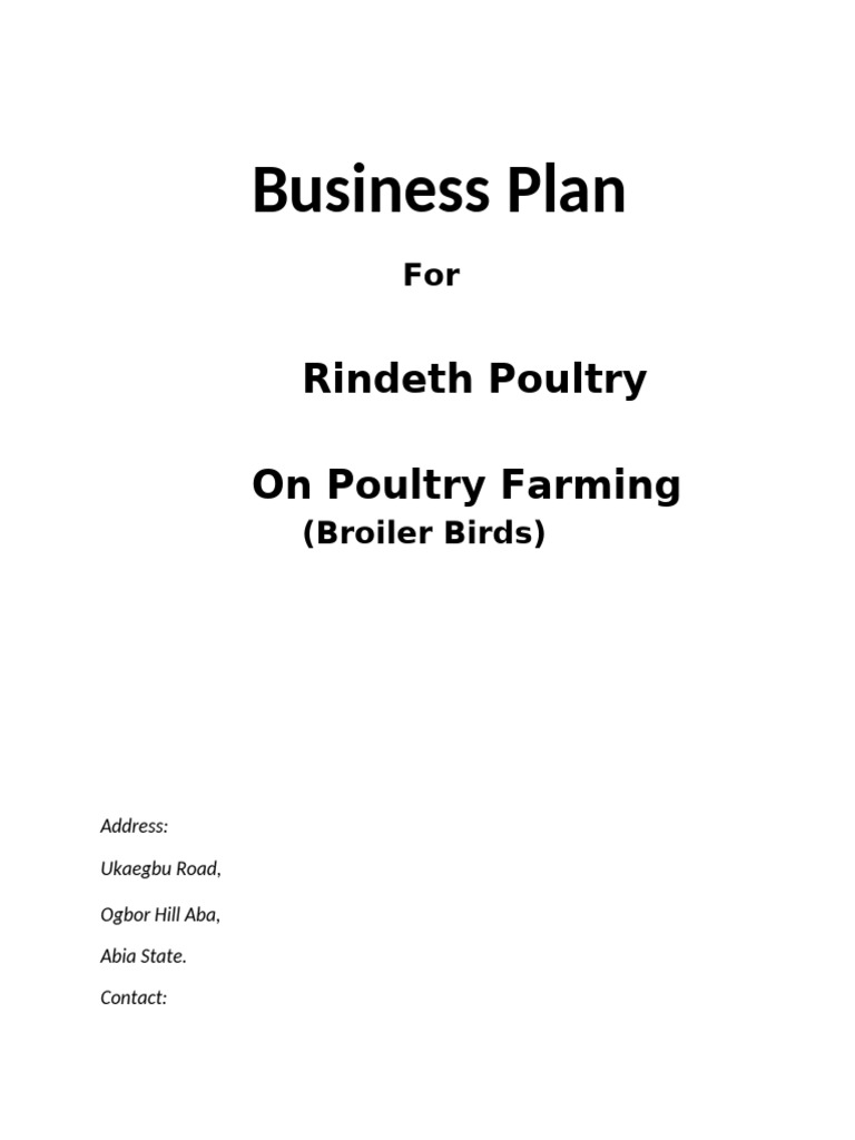 Rindeth Poultry Business Plan Overview | PDF | Stocks | Poultry
