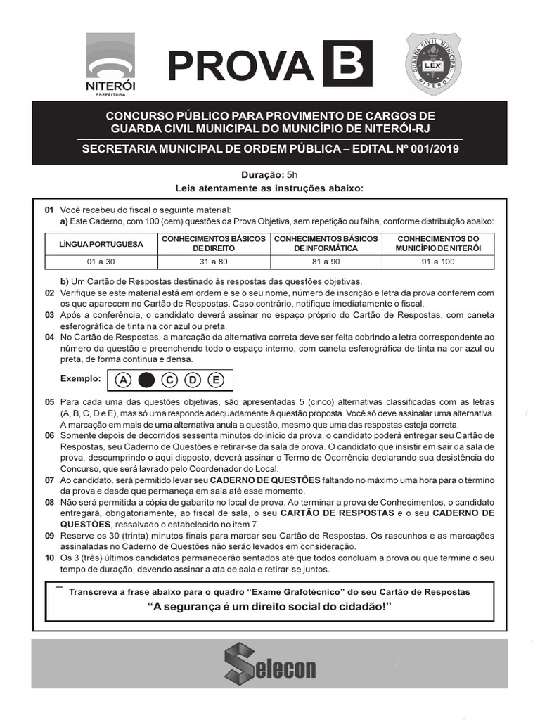 Prova B - Completa - AMARELA | PDF | Tráfego | Crimes