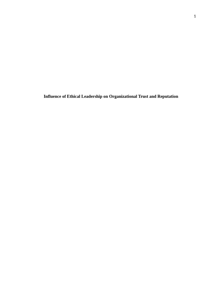 Ethical Leadership's Impact on Trust & Reputation | PDF | Leadership ...