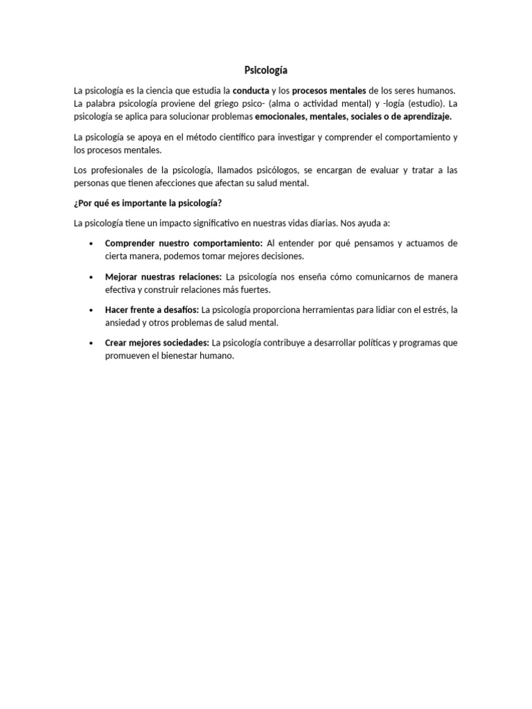 Importancia de la Psicología en la Vida Diaria | PDF