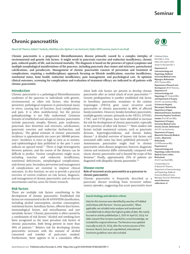 Chronic Pancreatitis | PDF | Pancreas | Diabetes