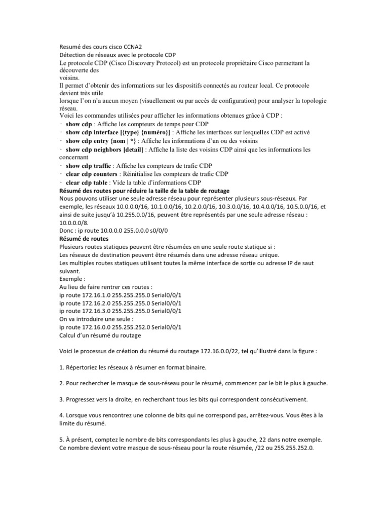 Cours CCNA 2 : Guide et Ressources | PDF | Adresse IP | Routage