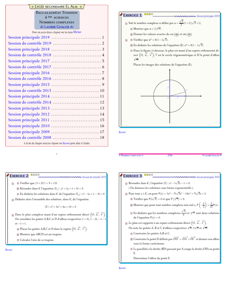 Solutions de Nombres Complexes | PDF | Nombre complexe | Coordonnées ...