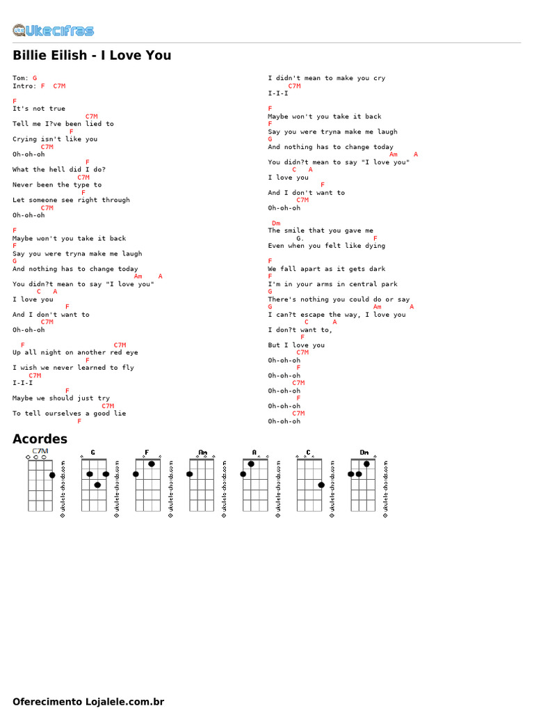 Billie Eilish - I Love You Chords | PDF