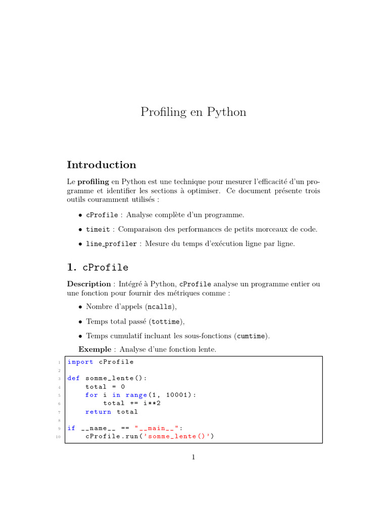 Outils de Profiling en Python | PDF | Python (Langage de programmation ...