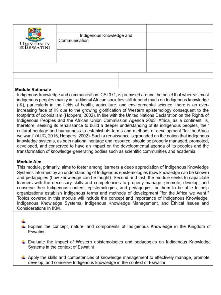 Indigenous Knowledge Systems in Eswatini | PDF | Knowledge | Learning
