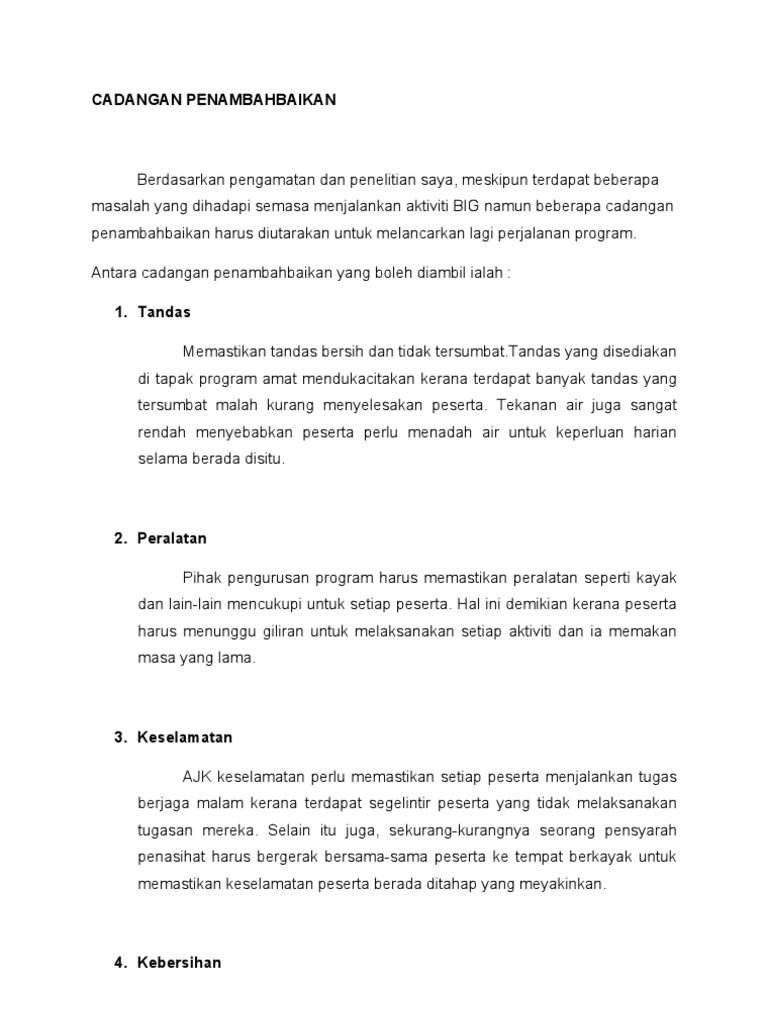 CADANGAN PENAMBAHBAIKAN