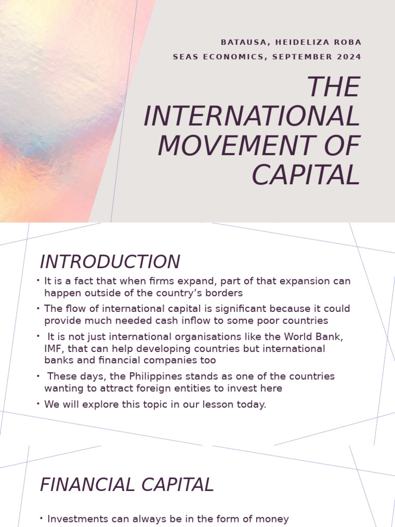 International Capital Movement Insights | PDF | Foreign Direct ...