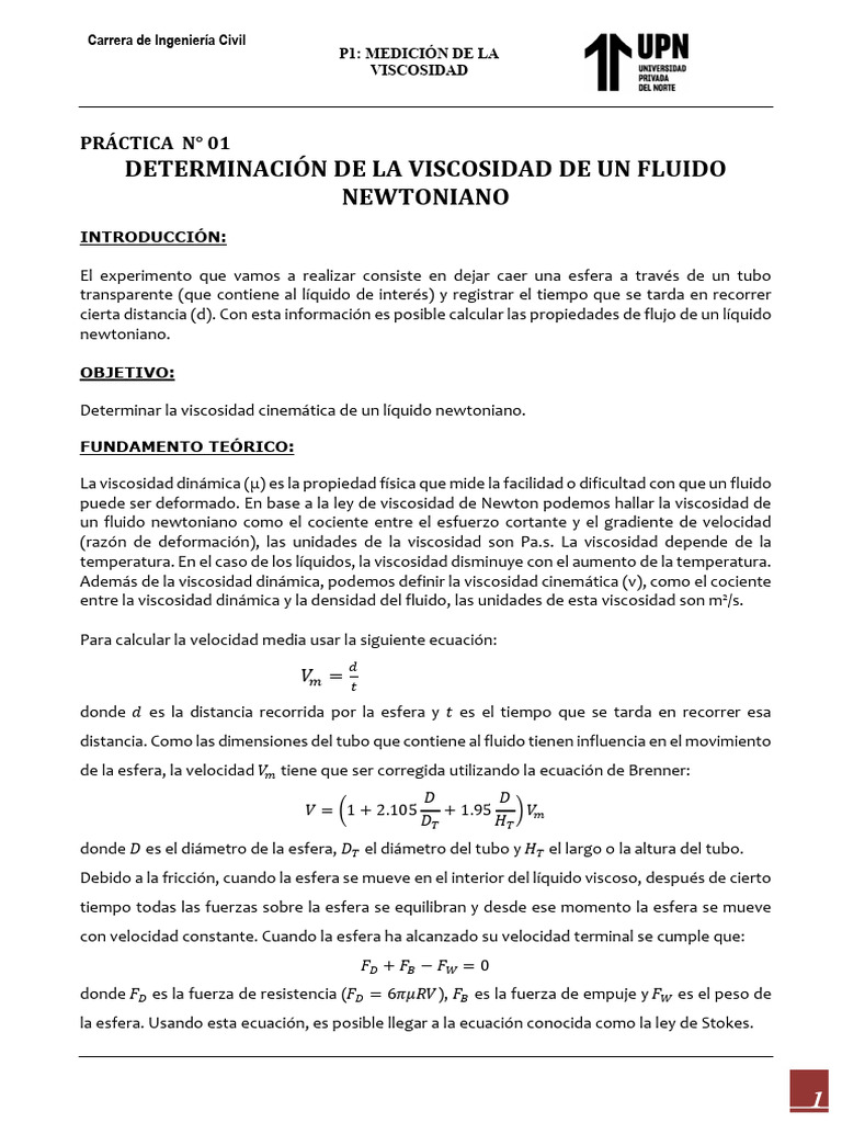 Medición de Viscosidad en Fluidos | PDF | Viscosidad | Mecánica