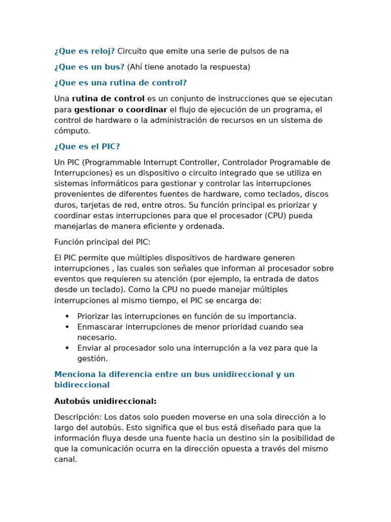 Conceptos Clave de Interrupciones y Buses | PDF | Unidad de estado ...