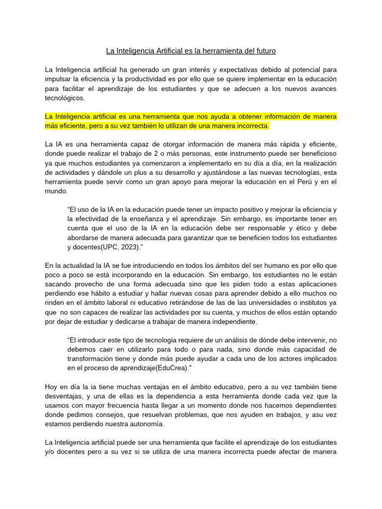 Impacto de la IA en la Educación | PDF | Inteligencia artificial ...