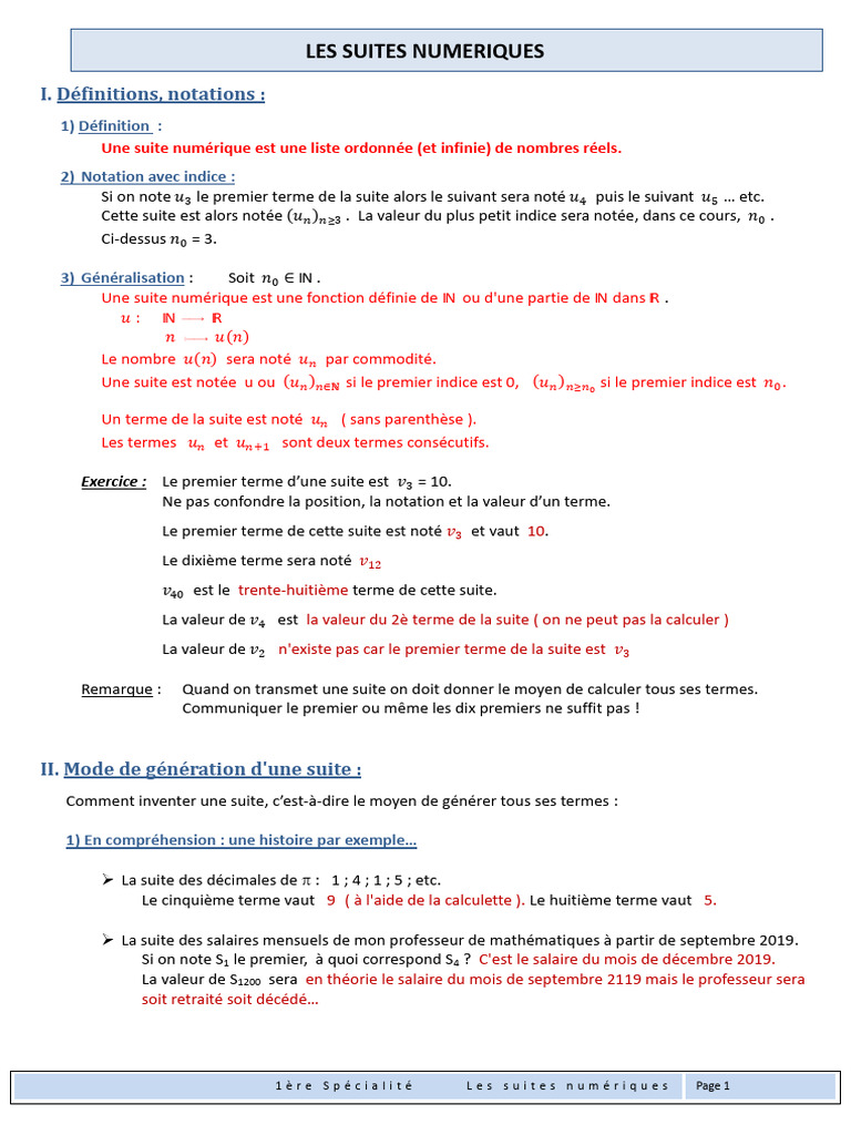 Introduction aux suites numériques | PDF | Séquence | Fonction monotone