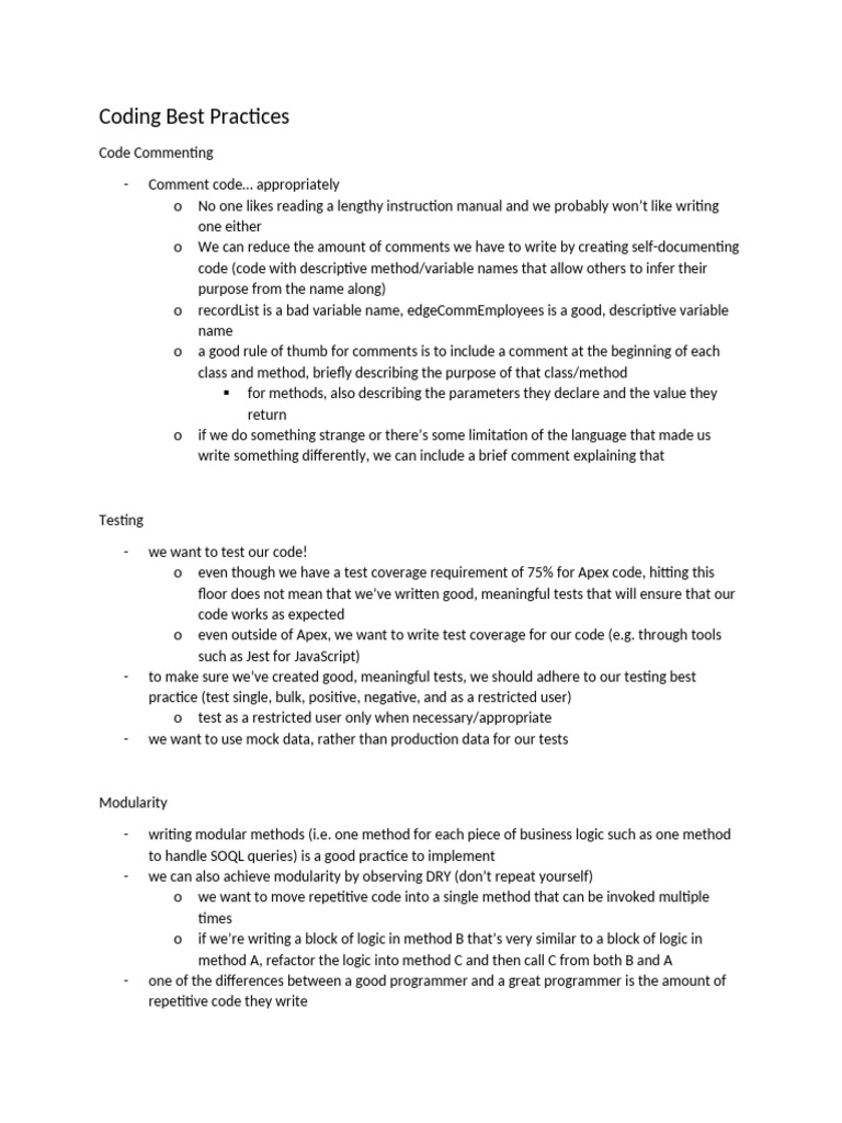 Apex Coding Best Practices Guide | PDF | Method (Computer Programming ...