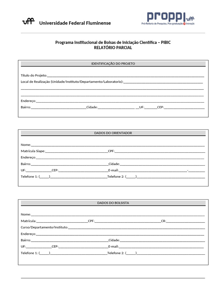 Relatório Parcial PIBIC UFF | PDF