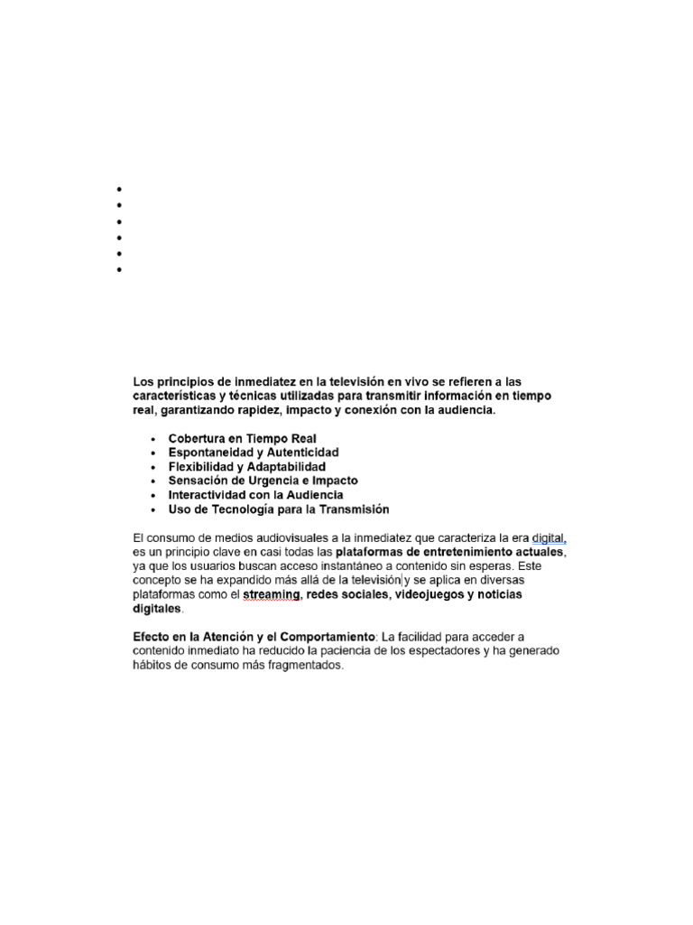 Principios de Inmediatez en Televisión | PDF