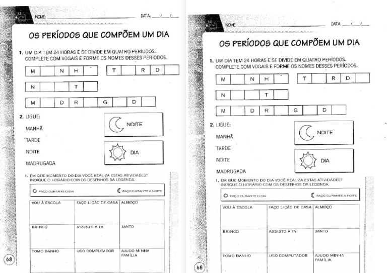 1 Ano Os Periodos Do Dia | PDF