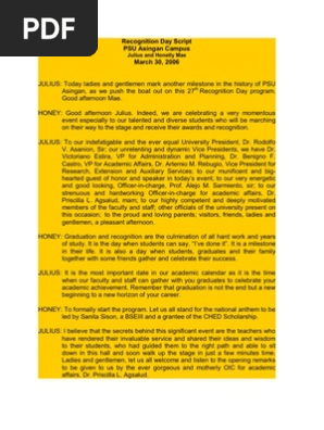 Recognition Day Script Pdf Academia Further Education