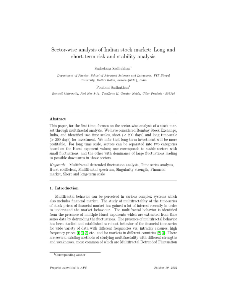 Sector Analysis of Indian Stock Market | PDF | Applied Mathematics ...