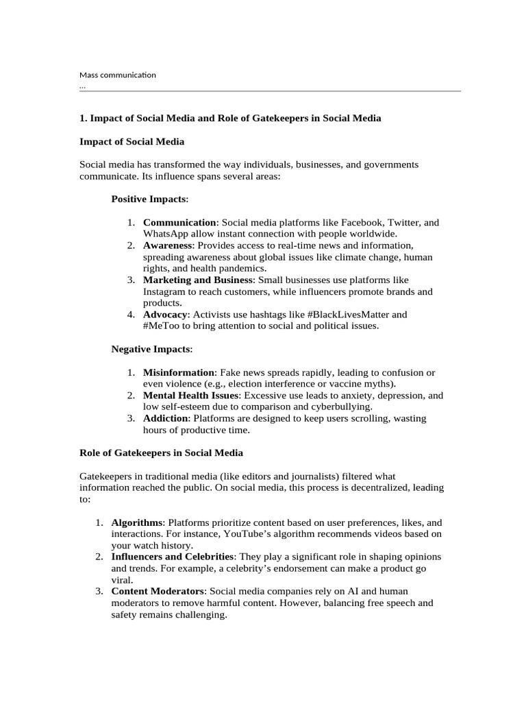 Impact of Social Media on Communication | PDF | Social Media | Popular ...