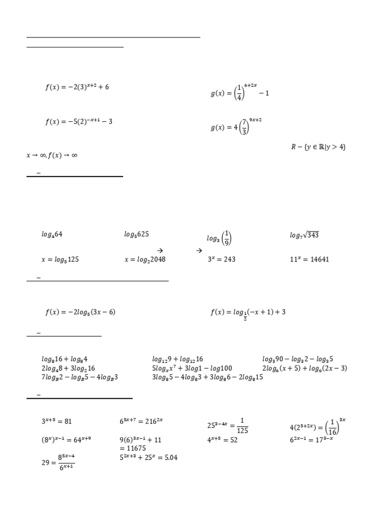 Exponential and Logarithmic Equations Guide | PDF | Exponential ...
