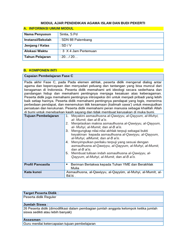 2. Modul Ajar PAI Kelas 5 - BAB 2 | PDF