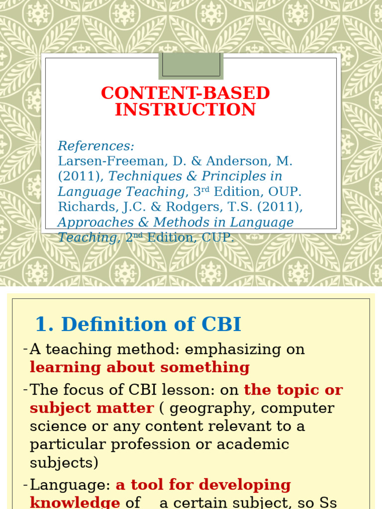 Understanding Content-Based Instruction | PDF | English As A Second Or ...
