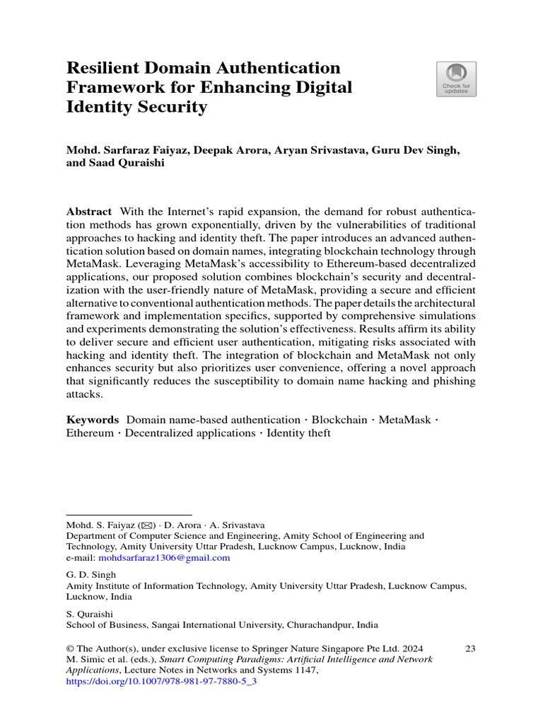 Blockchain-Based Domain Authentication | PDF | Computer Security | Security