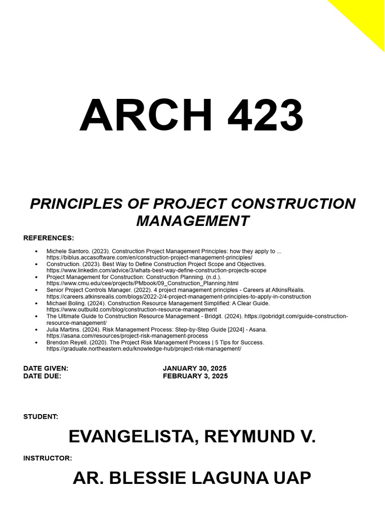 Construction Project Management Principles | PDF | Risk Management ...