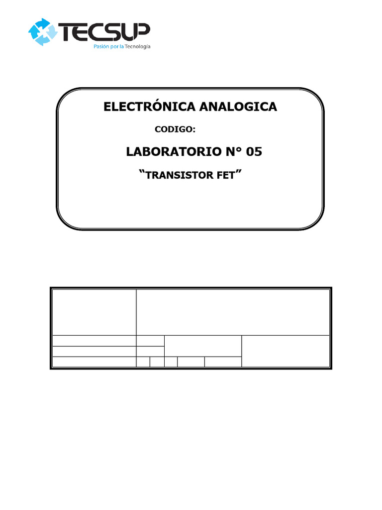 Lab. 05 - Transistor FET | PDF | Transistor | Transistor de efecto de campo