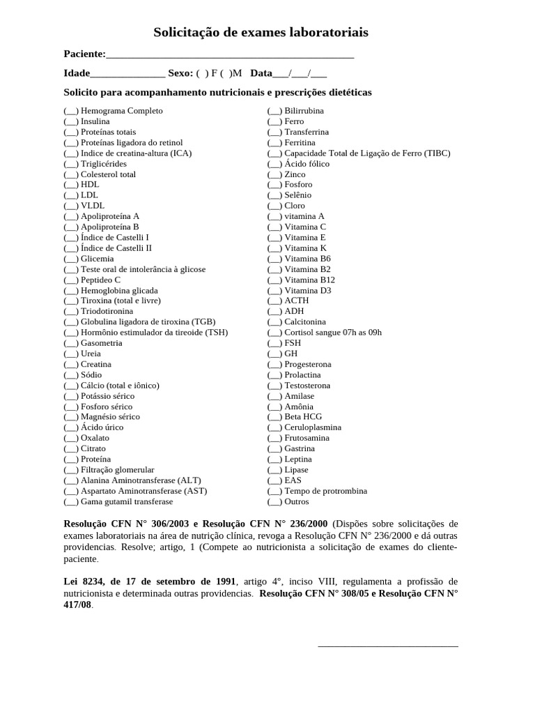 Solicitacao de Exames | PDF | Colesterol | Produtos naturais