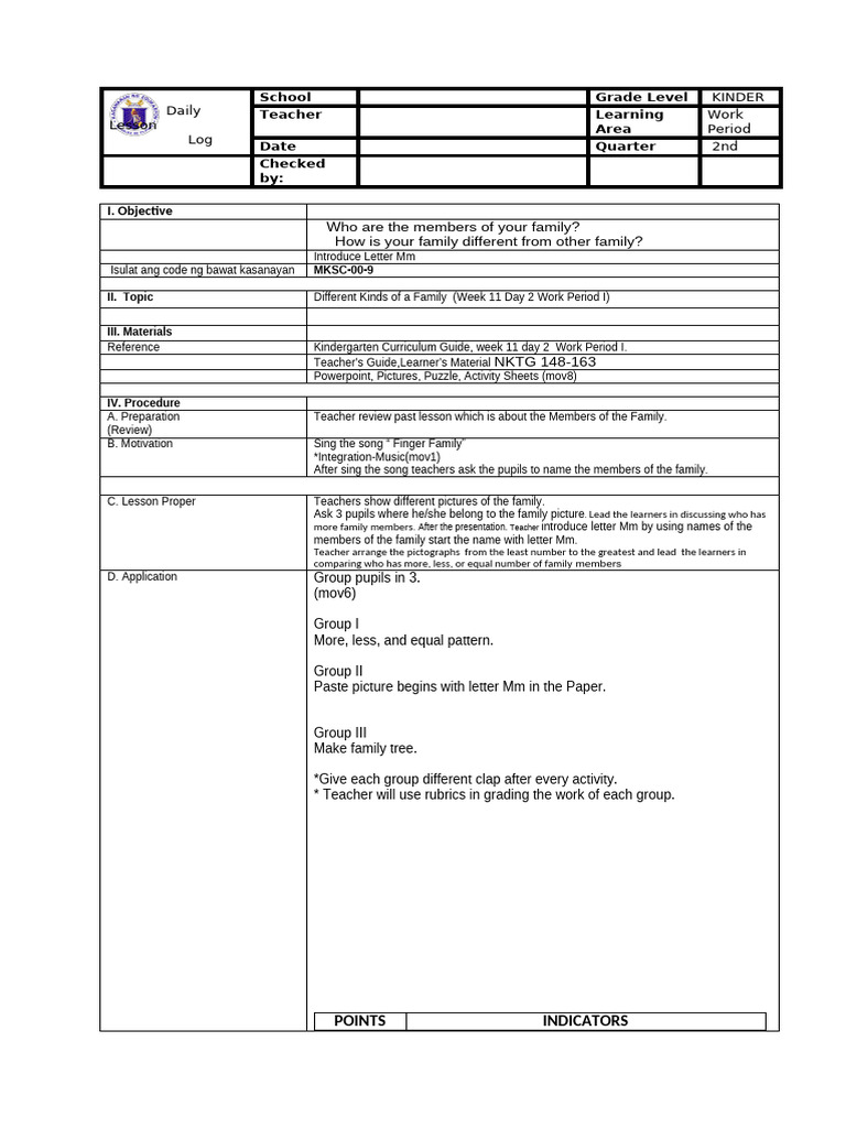 Lesson Plan For Kindergarten COT | PDF | Teachers | Human Communication