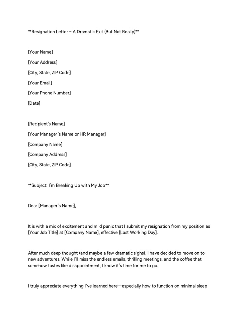 Dramatic Tone Resignation Letter | PDF
