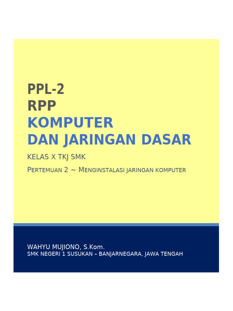 RPP Instalasi Jaringan Komputer Kelas X | PDF