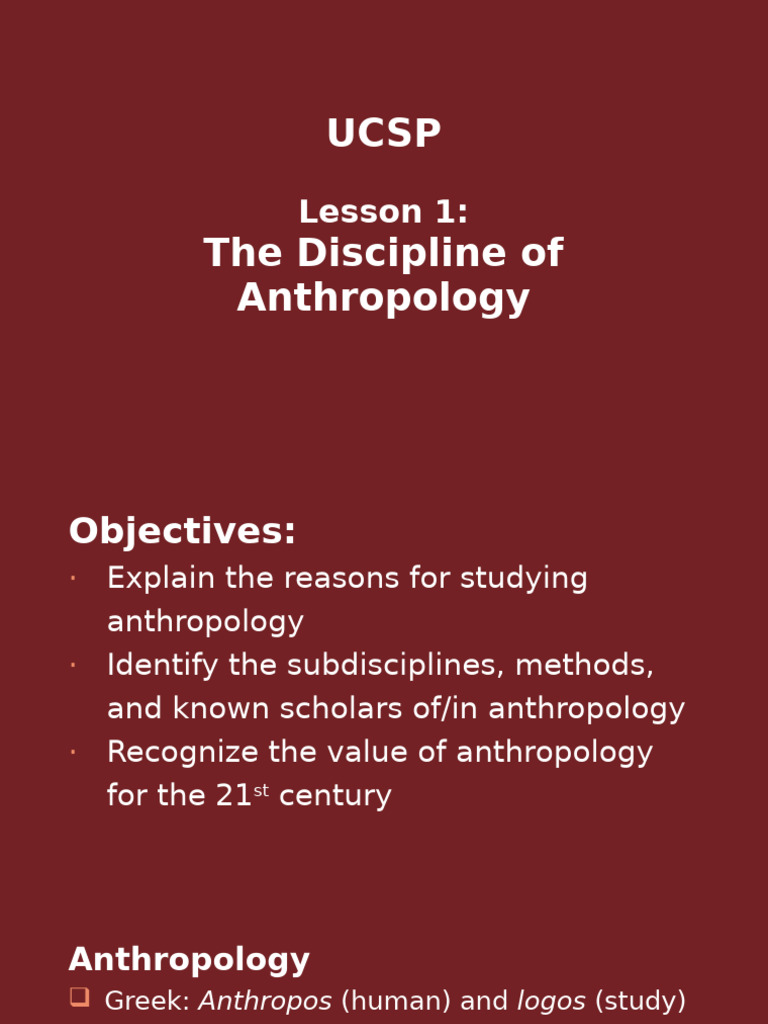 Lesson 1. The Discipline of Anthropology | PDF | Anthropology | Ethnography