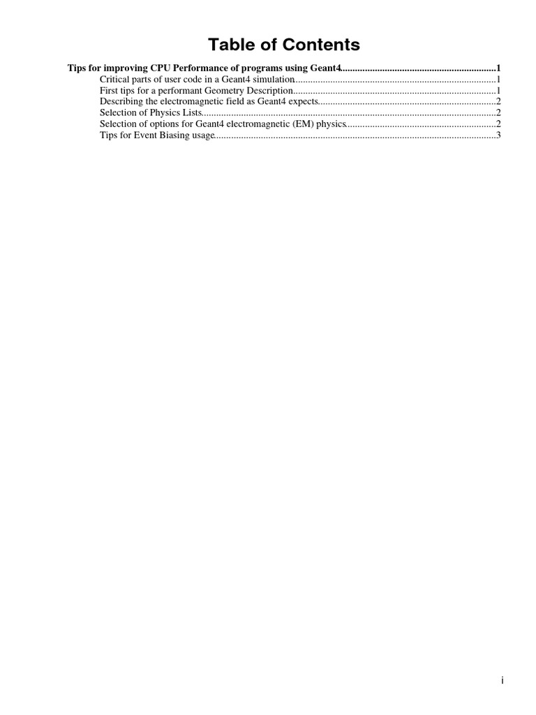 Geant4 CPU Performance Optimization Tips | PDF | Simulation | Physics