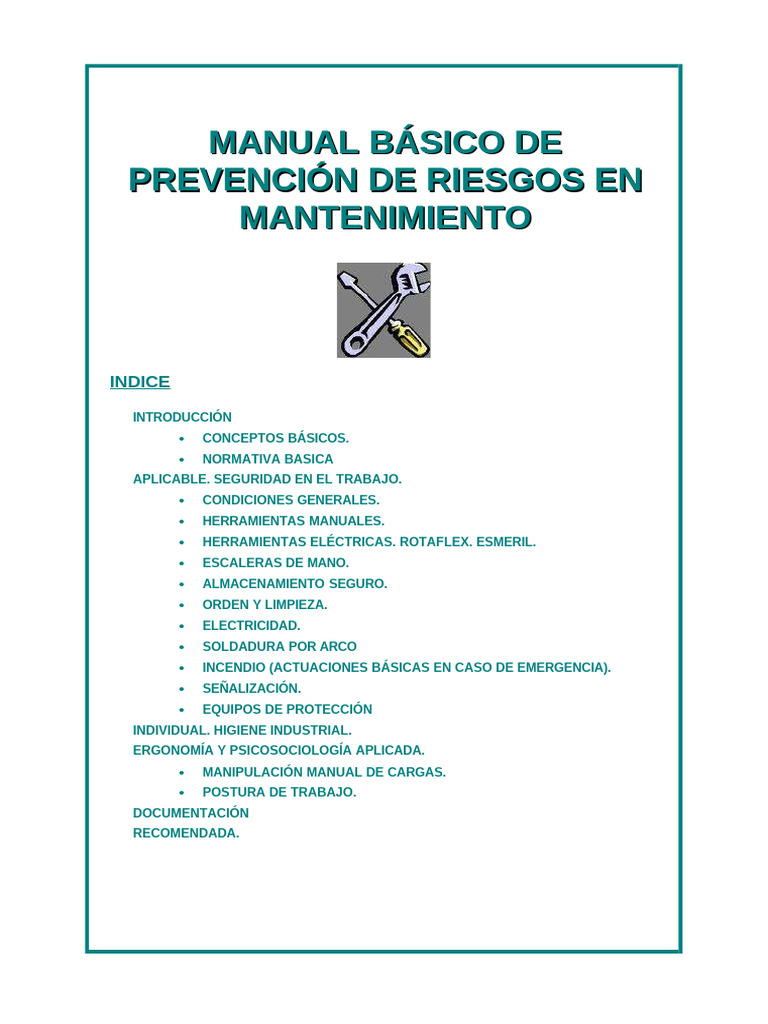 Manual Básico de Prevención de Riesgos en Mantenimiento | PDF ...