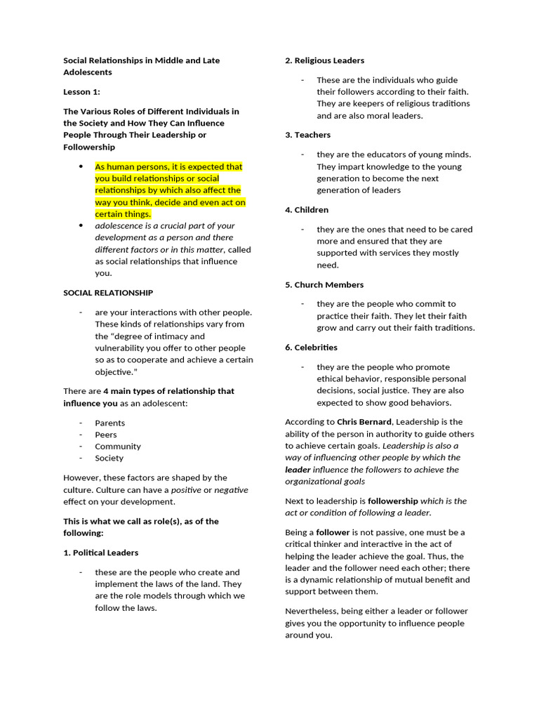 Social Relationships in Adolescents | PDF | Self Concept | Adolescence