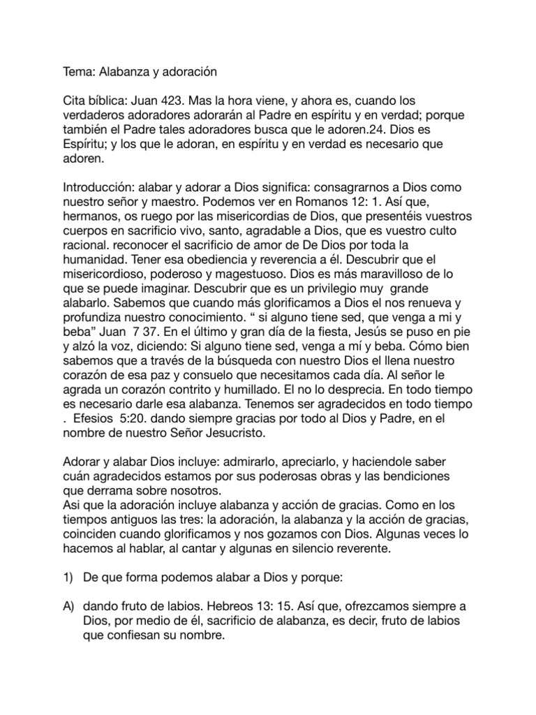 Alabanza y Adoración a Dios: Claves y Beneficios | PDF | Dios ...