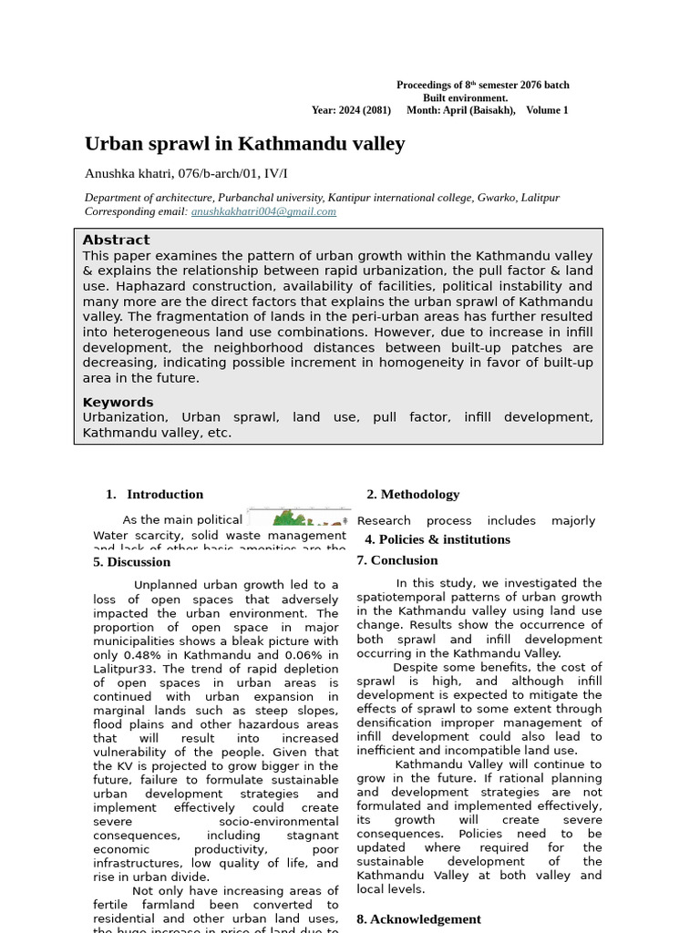 Urban Sprawl in Kathmandu Valley | PDF | Urban Sprawl | Kathmandu