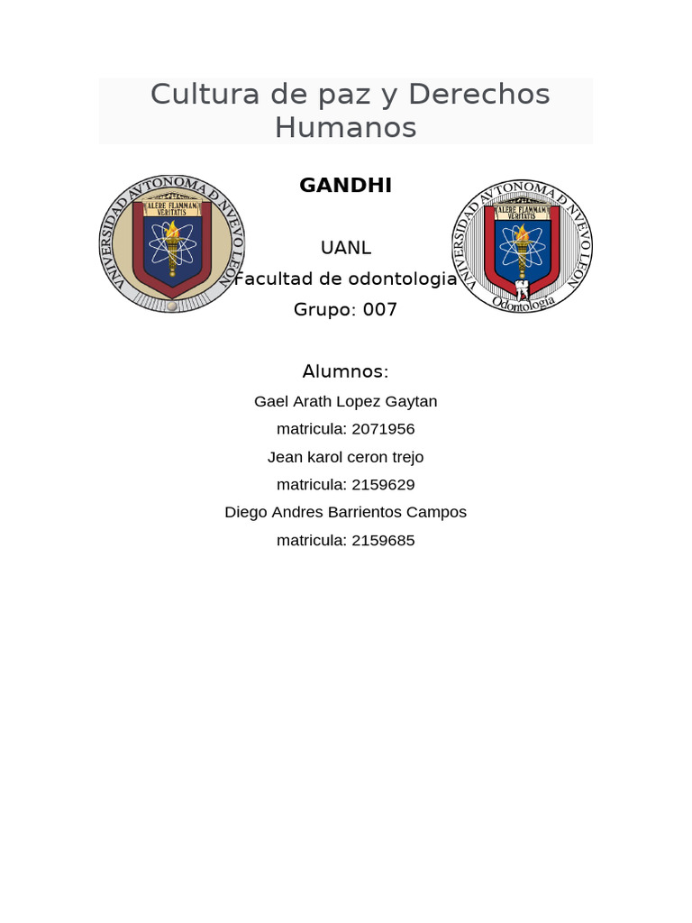 Gandhi: Líder de la No Violencia y Paz | PDF | Mahatma Gandhi