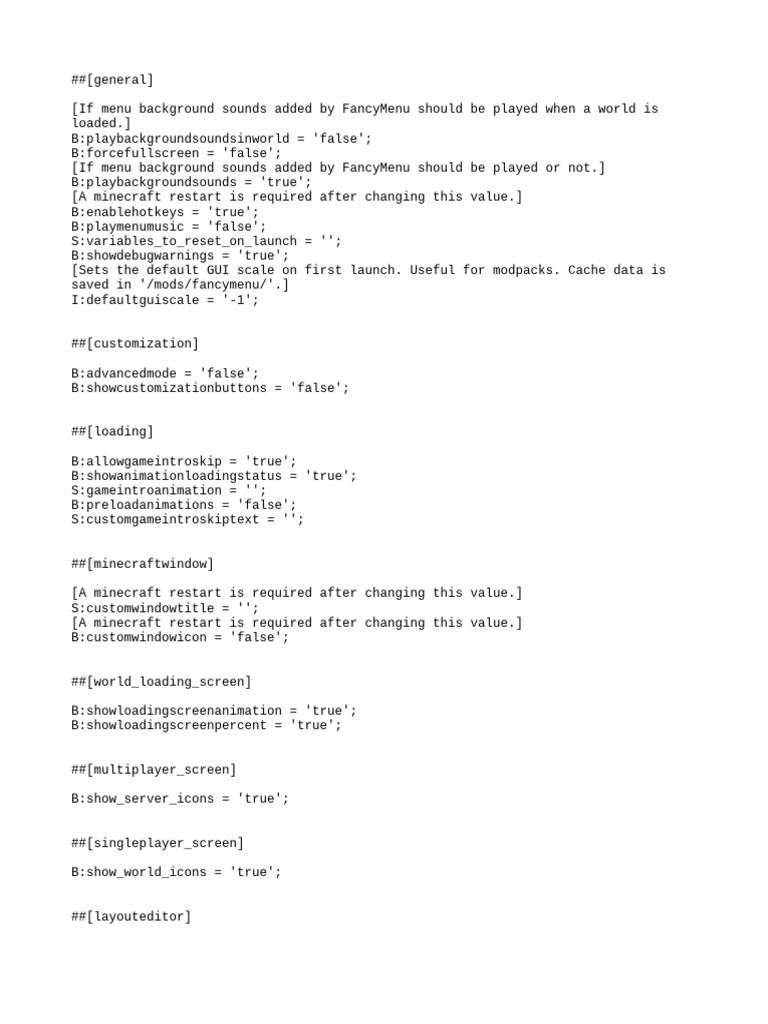 Minecraft FancyMenu Configuration Guide | PDF