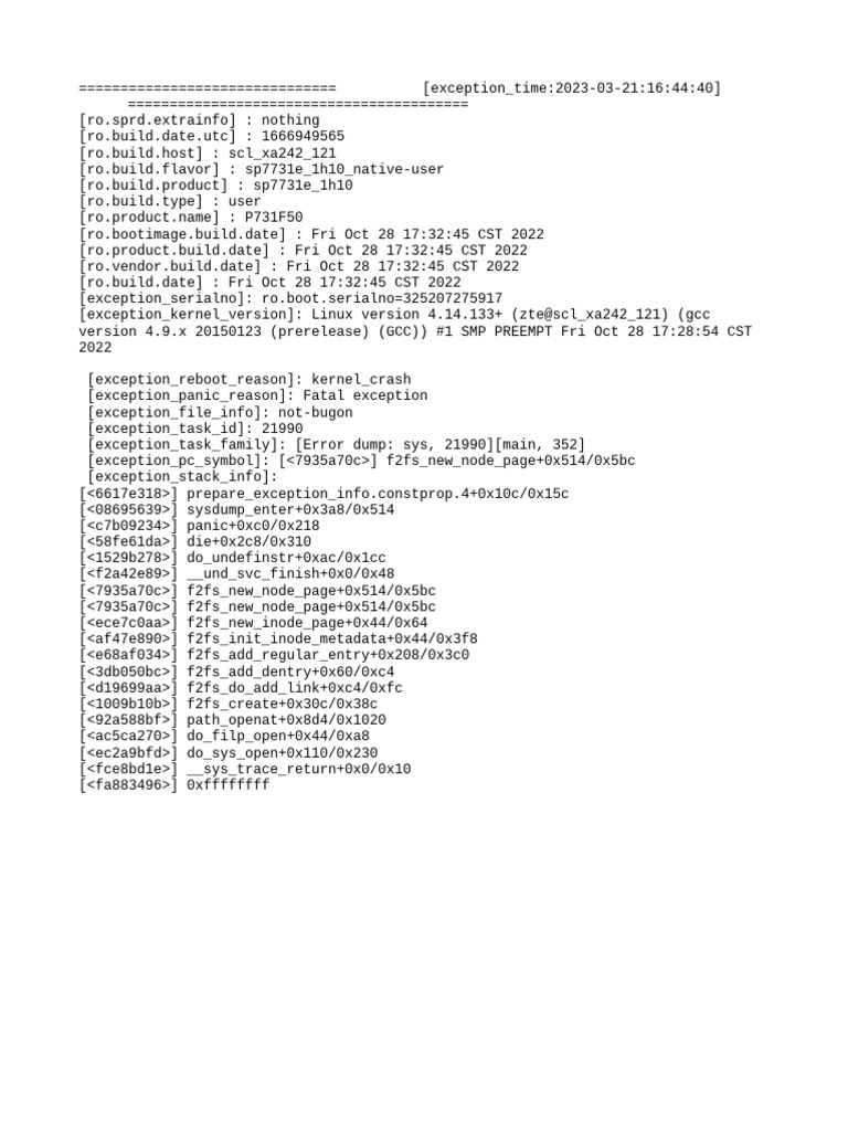 Kernel Crash Exception Report | PDF