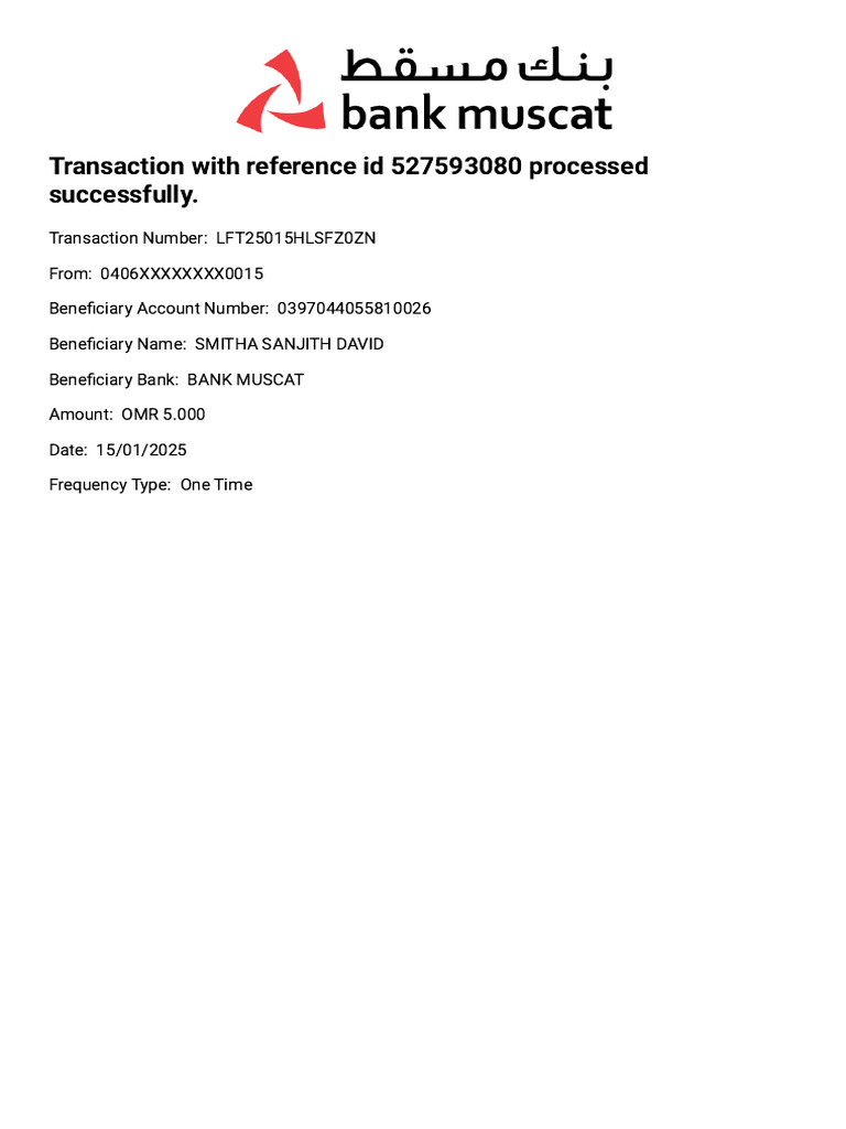 Bank Muscat Receipt | PDF