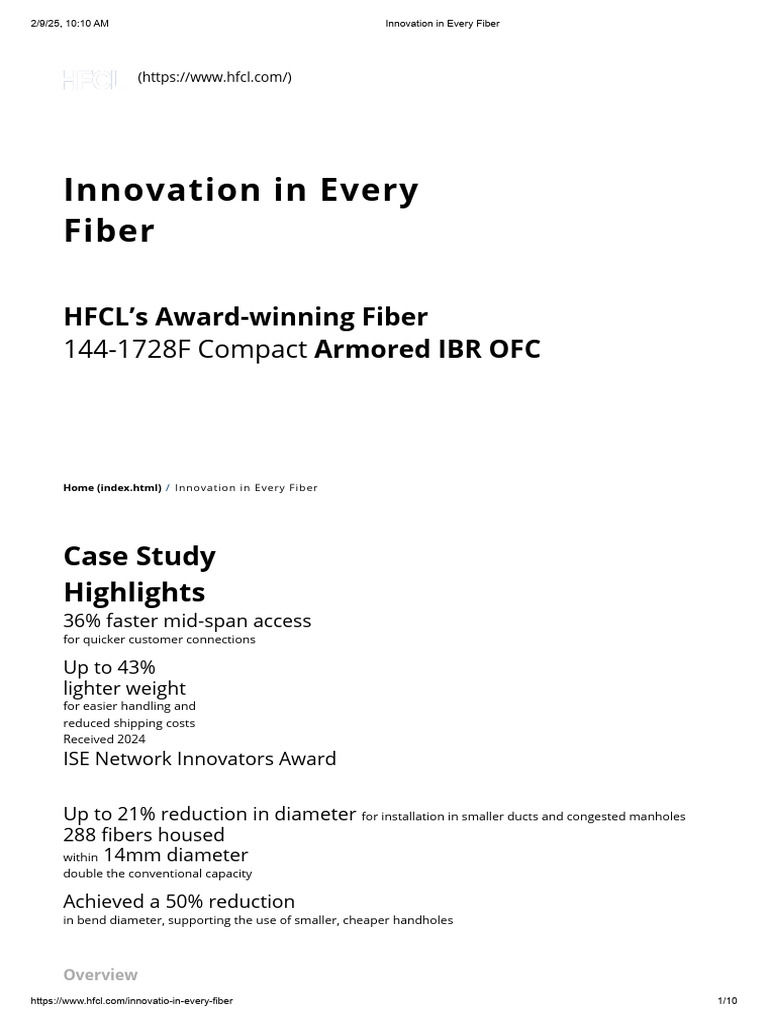HFCL's Compact Armored Fiber Innovation | PDF | Optical Fiber | Fiberglass