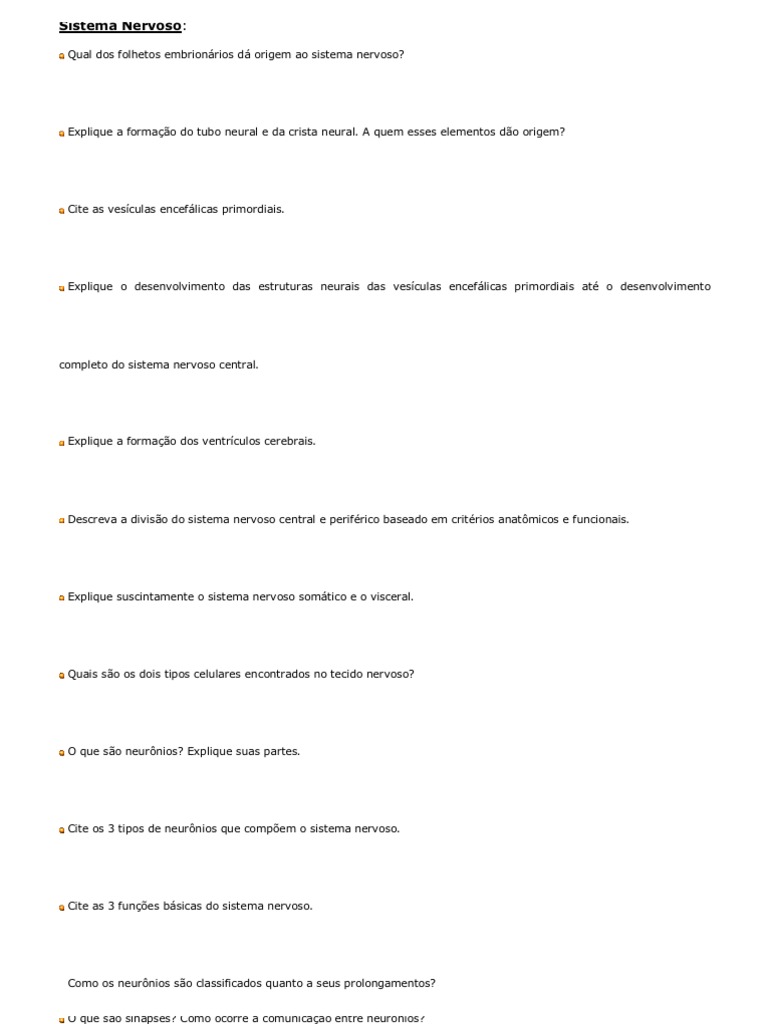 Perguntas Sistema Nervoso | PDF | Medula Espinhal | Sistema Nervoso Central