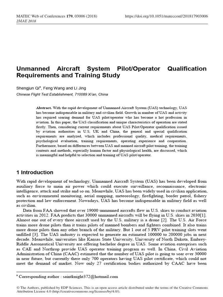 UAS Pilot Qualification and Training Guide | PDF | Unmanned Aerial ...