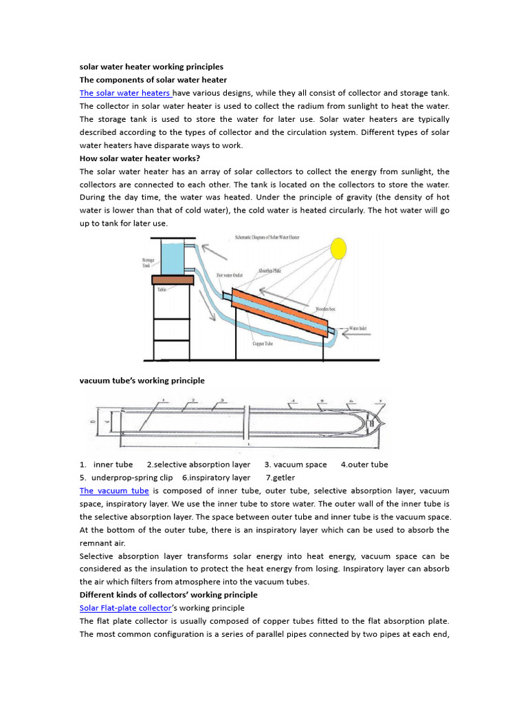 Solar Water Heater Working Principles | PDF | Applied And ...